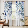 thumbnail image 4 of Blue Teal Eucalyptus Leaves Kitchen Curtains 84 Inch Length, Watercolor Weeping Botanical Grommet Top Bedroom Living Room Curtains, Light Filtering Cafe Curtain Drapes 2 Panels Set 84''x84'', 4 of 9