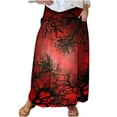 thumbnail image 2 of WFJCJPAF 2024 New Halloween Clearance! Skirt for Women Sexy,Women's Printed Elastic Waistband Pleated Pocket Skirt With Mid Calf Skirt - Red XL, 2 of 5