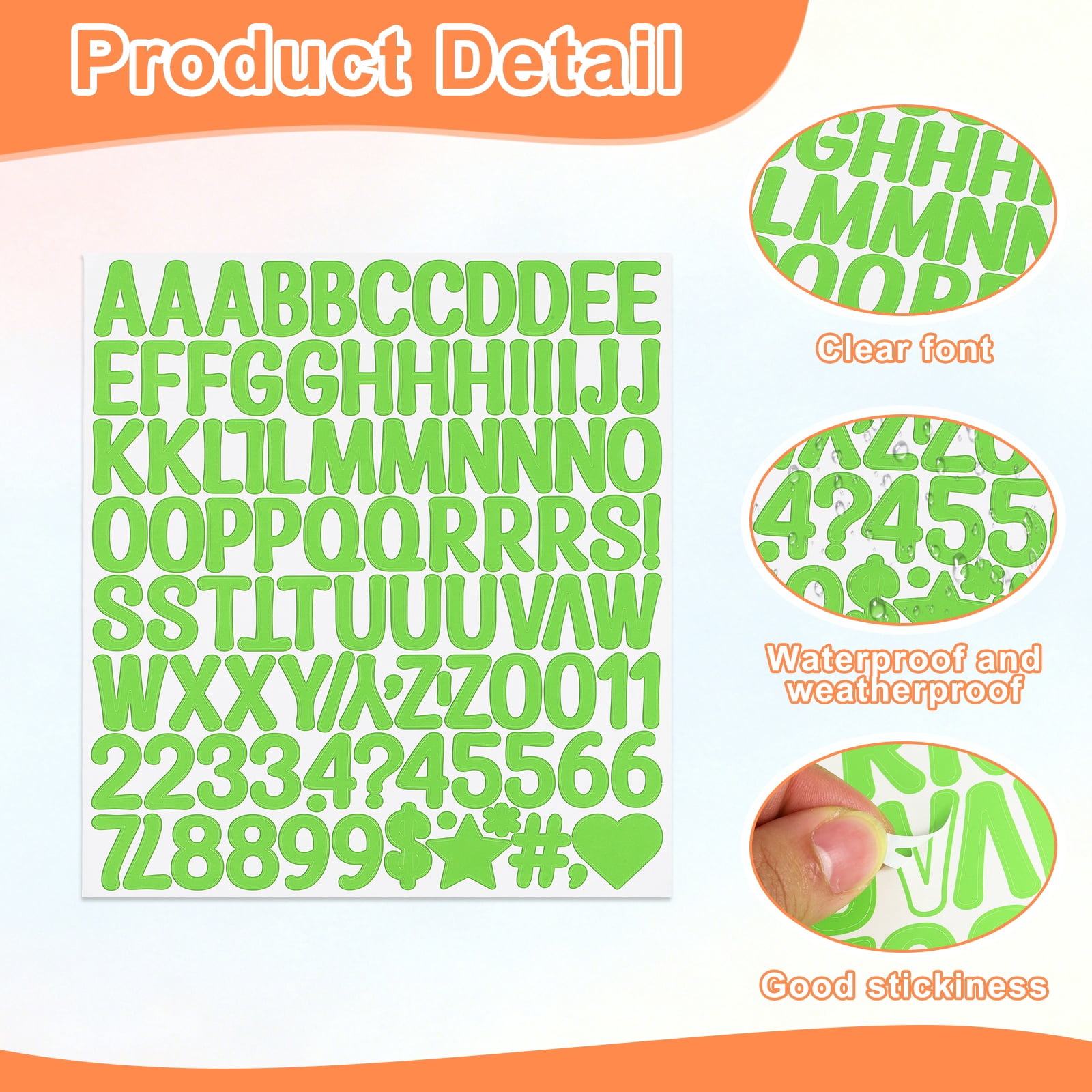 Uxcell 1 Inch Letter Stickers, 30 sheet Alphabet Number Stickers Self Adhesive Handwriting Vinyl Stick on Letters for Mailbox Number Scrapbooking Sign Bottles Craft, Light Green