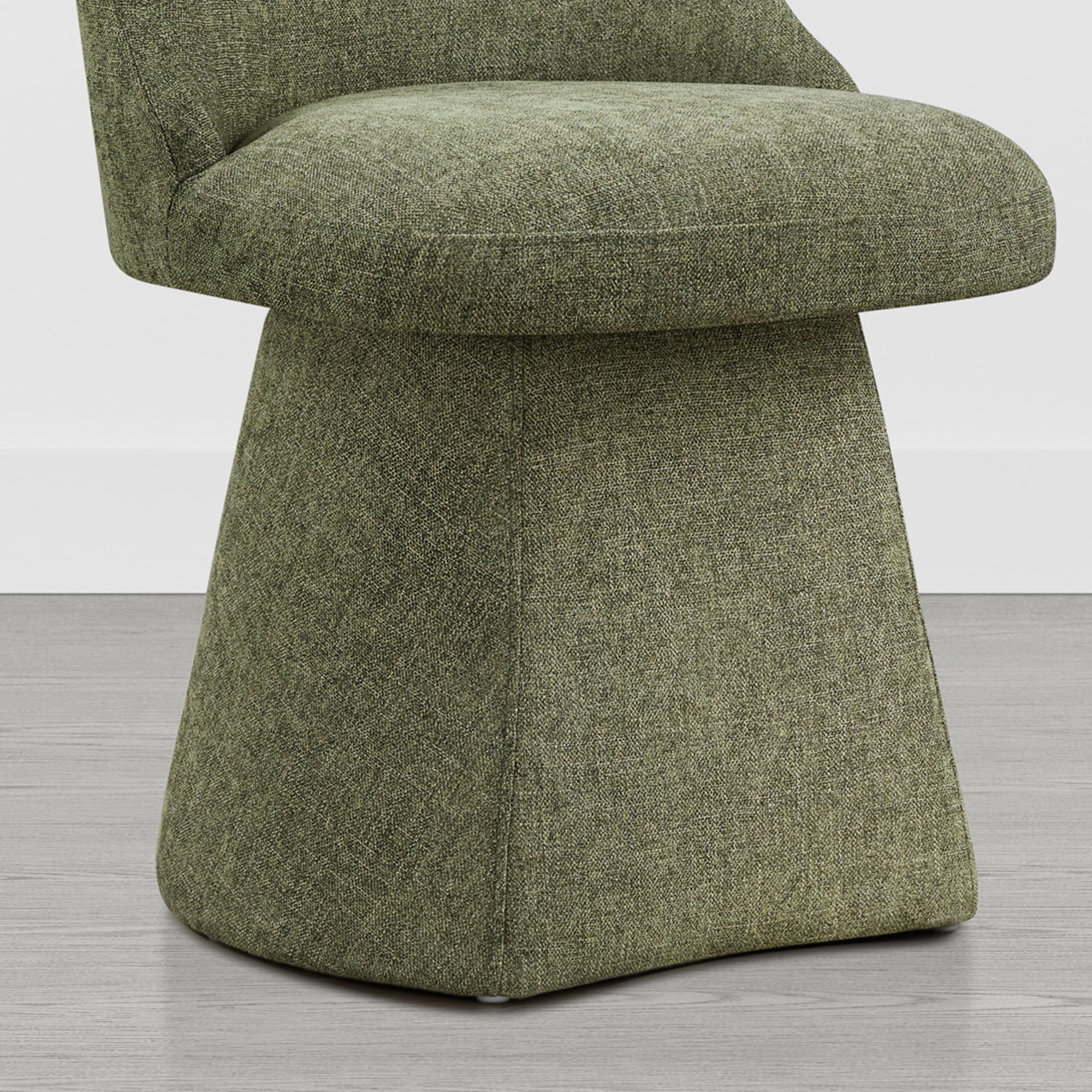 Spruce & Spring Modern Upholstered Swivel Dining Chair with High Back and Conical Base, Single, Moss Green Fabric