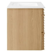 Modway Render 30 Wall-Mount Bathroom Vanity in Oak White