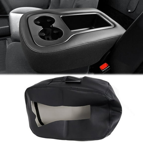 PIT66 Armrest Storage Center Console Lid Cover Fit For 2007-2013 Silverado Tahoe Sierra Black
