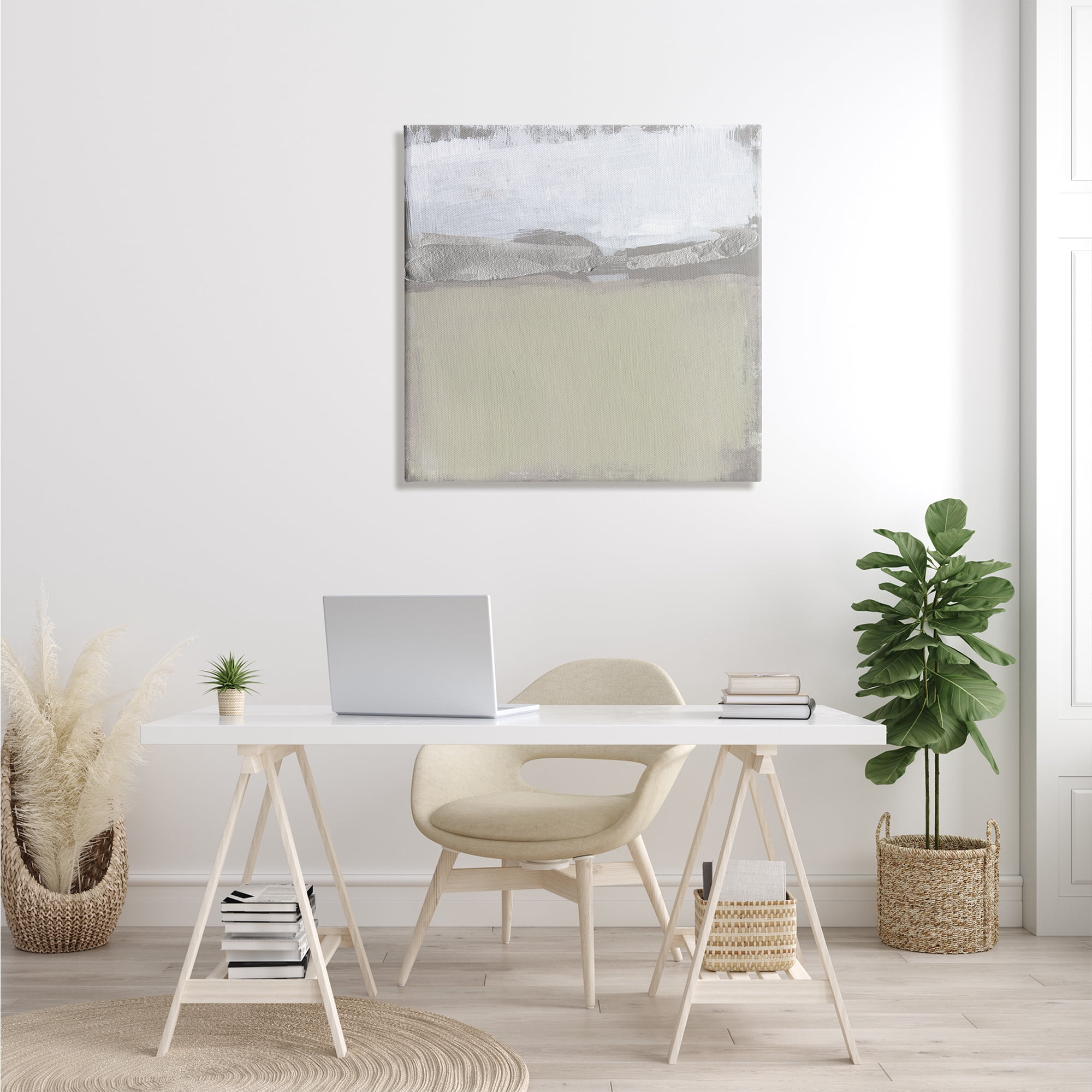 Stupell Industries Silver Ribbon Abstract Horizon Neutral Tone Landscape Abstract Painting Gallery Wrapped Canvas Print Wall Art, 30 x 30