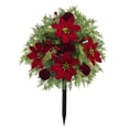 thumbnail image 7 of Uv Resistant Artificial Poinsettia Yard Stake, Realistic Christmas Floral Stake with Frosted Branches, Pine Cones and Berries, for Outdoor Garden and Indoor Tabletop Holiday Decor, 7 of 7