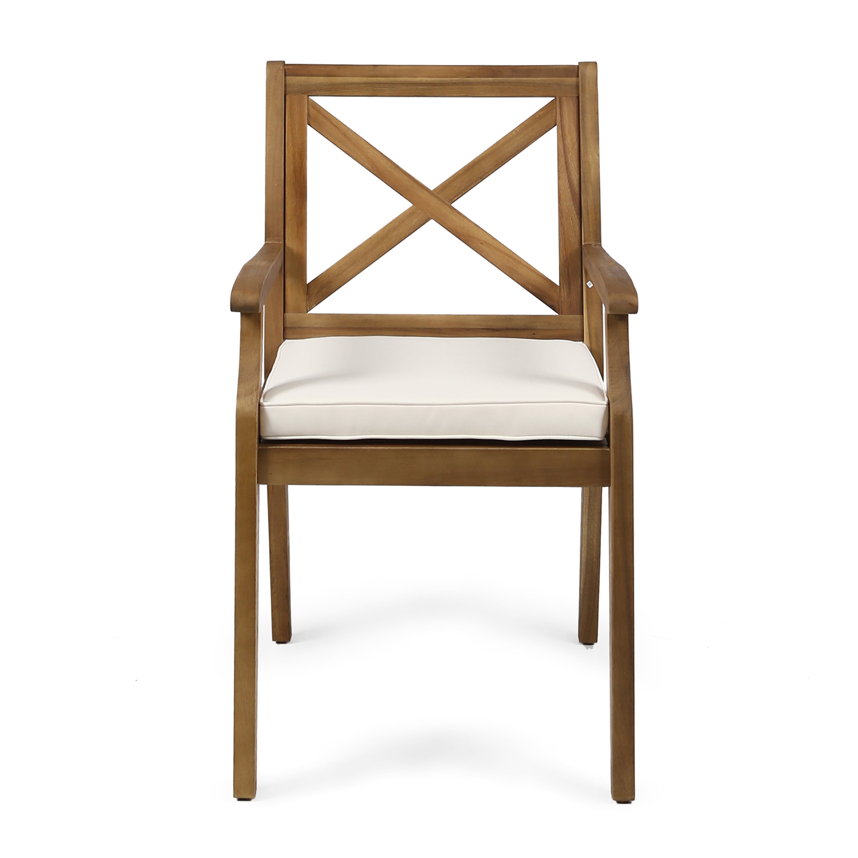 Outdoor Dining Chairs Set of 2 – Solid Wood Frame with Water-Resistant Cushions, Patio Armchairs for Backyard, Garden or Poolside