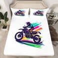 thumbnail image 2 of jejeloiu Racing Games Bed Sheets,Extreme Motorcycle Lovers King Sheets For Boys 4 Pieces, 2 of 7