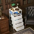 thumbnail image 5 of Tomnk Set of 2 Nightstands with Charging Station, White End Table with 4 Drawers, USB Ports, 5 of 7