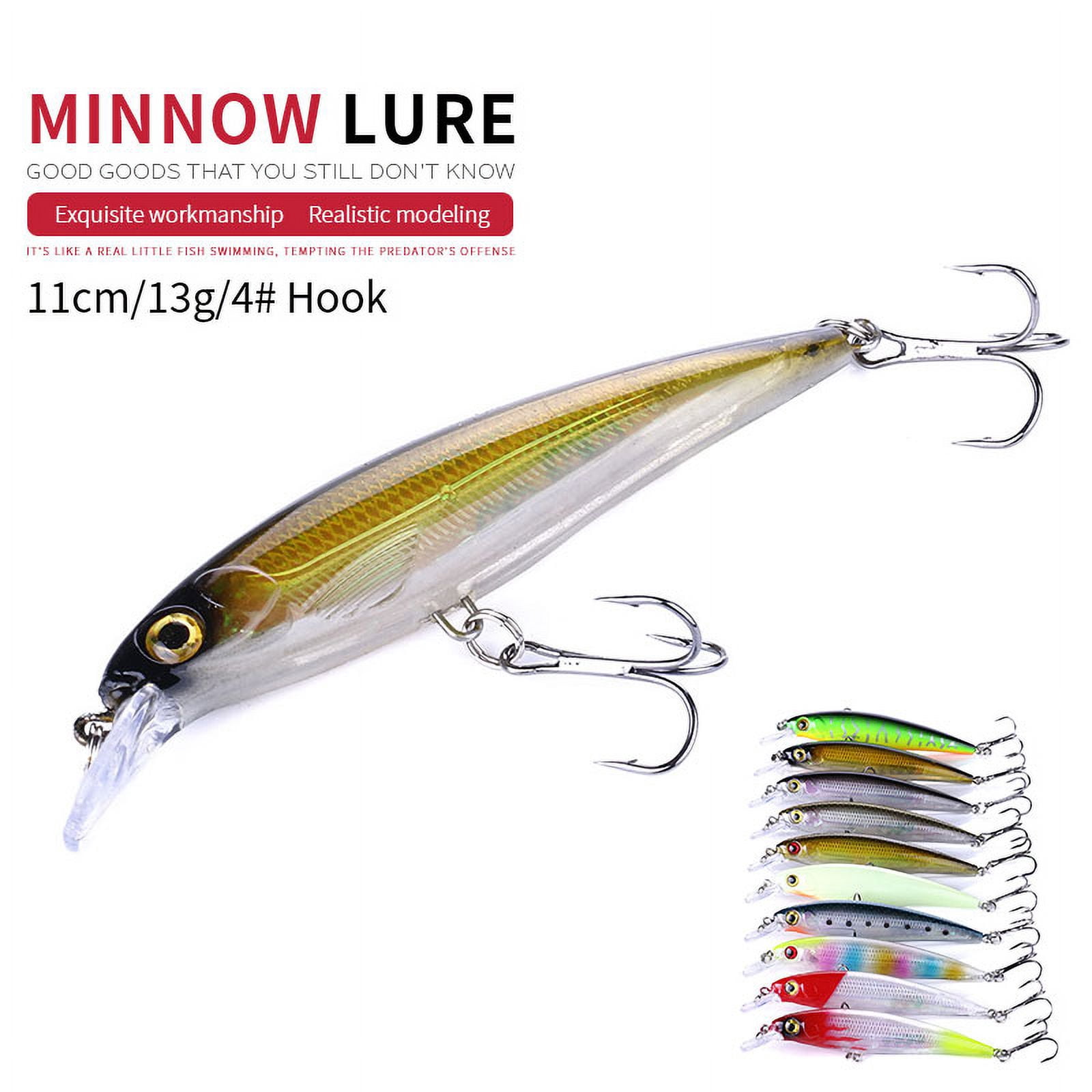 HENGJIA Minnow Bass Fishing Lures - Jerkbait Lure Set Hard Baits Crankbait for Catfish Trout Walleye Fishing Bait 10Pcs/kit