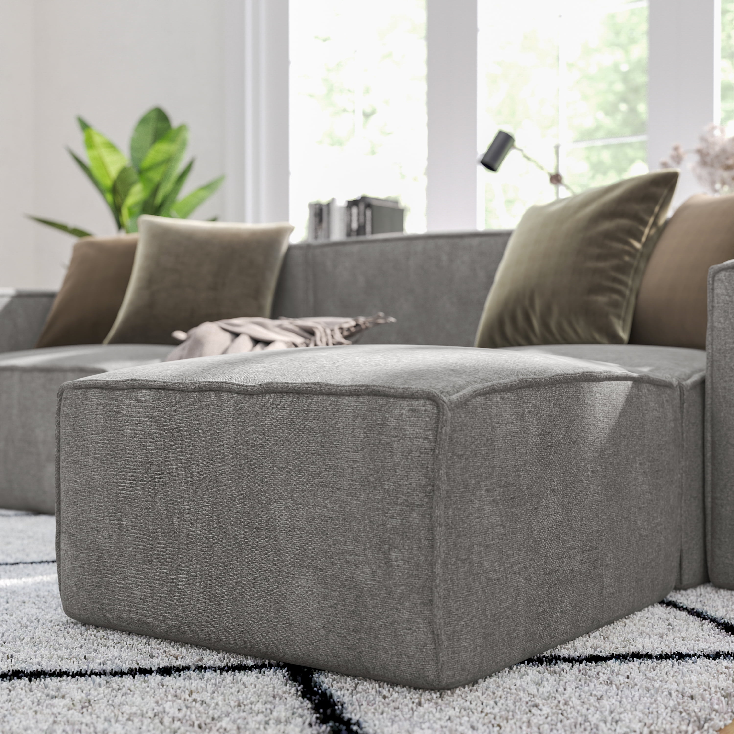 Merrick Lane Modular Ottoman Footrest in Gray