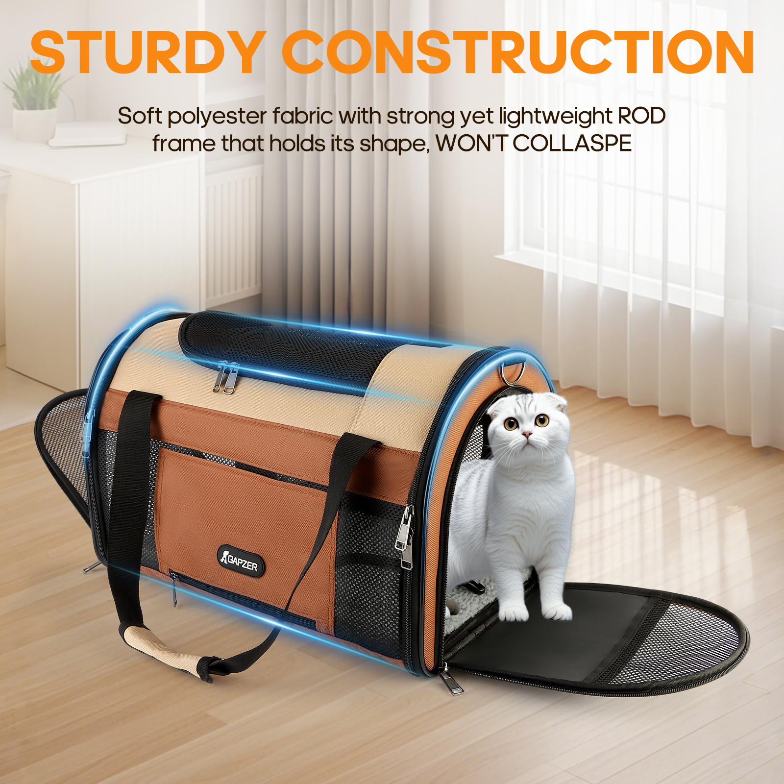 Cat Carrier Pet Travel Carriers for Medium Large Cat and Small Dog Puppy, Kitten Carriers Soft Sided, Collapsible Washable Pet Bag 18.8” x 11.8” x 12.6”