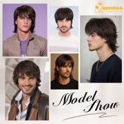 QUEENTAS 9.5 Inch Men Wig Short Brown Wig for Men Synthetic Hair Wigs for Daily Cosplay Halloween Wigs