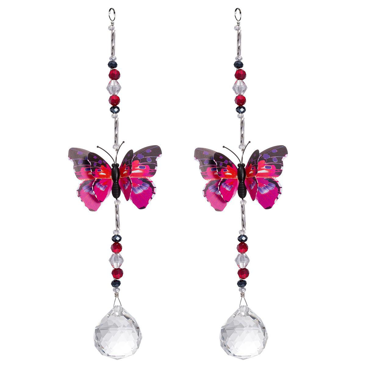 Handmade Rainbow Crystal Beads Prisms Suncatcher Rearview Mirror Hanging Pendant 