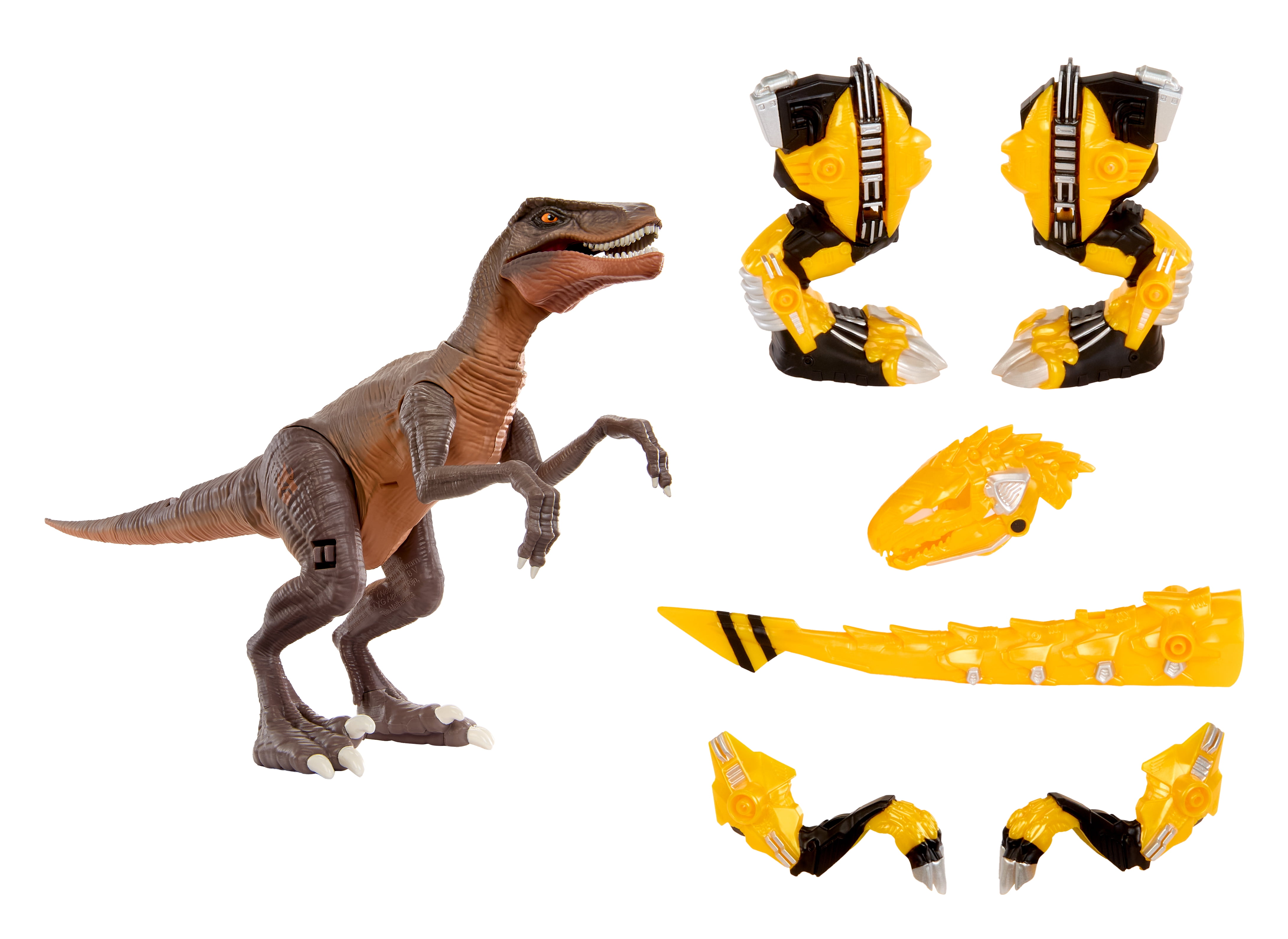 Armorsaurs Armor-Up Yellow Raptor Dinosaur Blaze Toy Figure with 7 Removable Armor Pieces and Tail-Triggered Chomp Action, Kids, Boys, Girls, Ages 6+