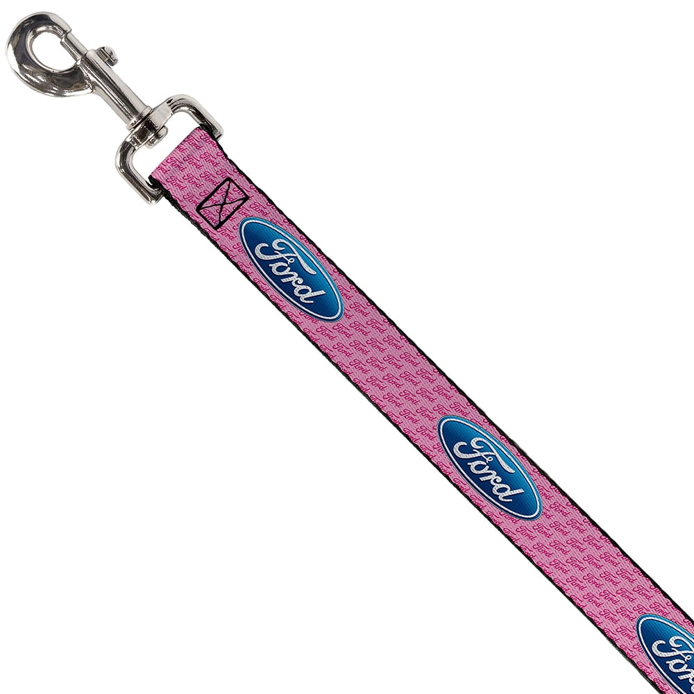 Ford Pet Leash, Dog Leash, Ford Oval Text Pink Repeat, 4 Feet Long 1.0 Inch Wide