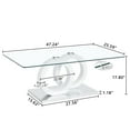thumbnail image 4 of Tcbosik Coffee Table with Glass Top, Mid-Century Modern Center Table for Living Room, 47.24"L x 25.59"W x 17.8"H, White, 4 of 10