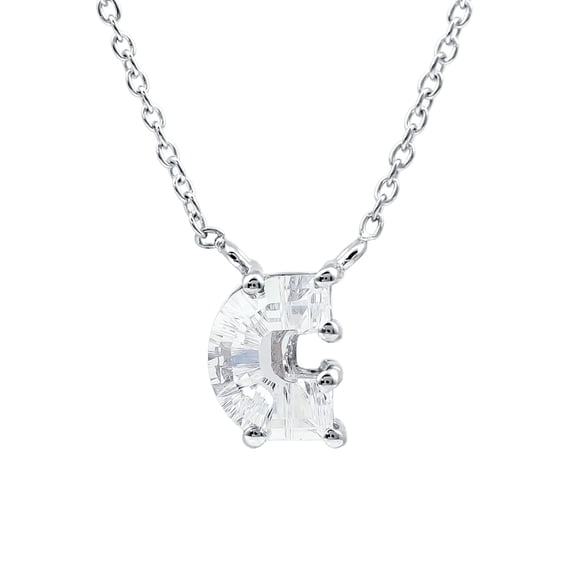 Rosec Jewels Certified Lab Grown Diamond Initial C Necklace - Fancy Diamond Necklace for Women (2 Carat, EF-VS Quality), 925 Sterling Silver