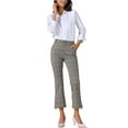 thumbnail image 2 of INSPIRE CHIC Women's Plaid Side Slit High Waist Work Office Suit Pants XS Black, 2 of 6