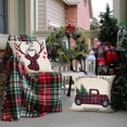 thumbnail image 5 of Christmas Pillow Covers Set of 4 18x18 Buffalo Plaid Christmas Trees car Deer Elk linens Cotton Decor Throw Pillows Accents Outdoor Farmhouse Patio Home Sofa Couch Holiday Cases Decorations, 5 of 5