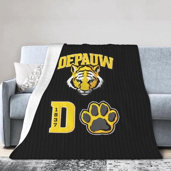 DePauw University Logo Fleece Blanket, Very Soft Microfiber Flannel Blanket for Couch Warm and Cozy for All Seasons