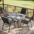 thumbnail image 4 of Hyxoo Patio Chairs Teslin Stackable Outdoor Chairs Dining Chairs Set of 4 for Lawn Balcony Porch Outside (Black), 4 of 7