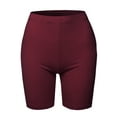 thumbnail image 2 of A2Y Women's Basic Solid Premium Cotton Mid Thigh High Rise Biker Bermuda Shorts Dark Burgundy M, 2 of 5