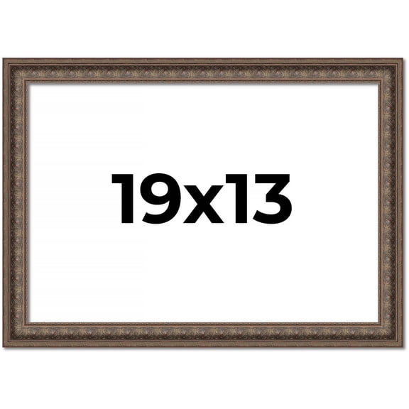 19x13 Ornate Brown Real Wood Picture Frame Width 1.5 Inches | Interior Frame Depth 0.5 Inches |