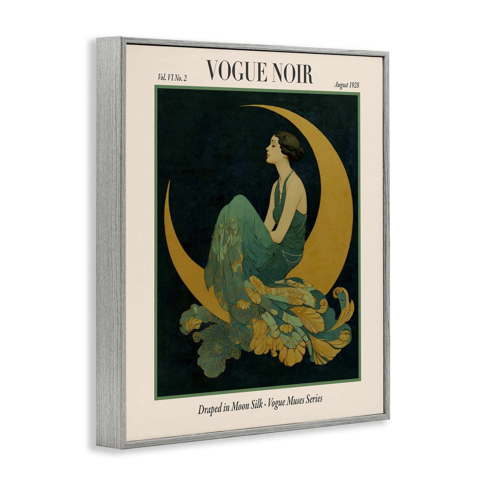 Stupell Industries Draped In Moon Silk Gray Framed Giclee Art, design by A Barefoot Stylist