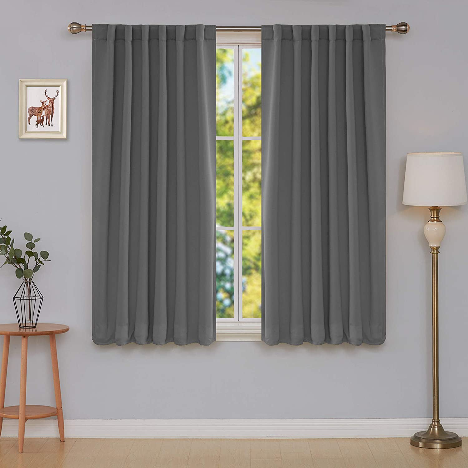 Deconovo Blackout Curtains for Kitchen Window Back Tab and Rod Pocket