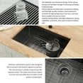 thumbnail image 7 of 32 inch Gunmetal Black Stainless Steel 18-Gauge Single Bowl Undermount Workstation Kitchen Sink, 7 of 7