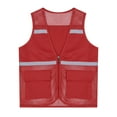 thumbnail image 3 of Alvivi Kids Safety Vest High Visibility Reflective Zipper Front Jacket Volunteers Waistcoat Red 11-12, 3 of 7
