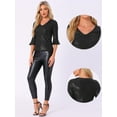 thumbnail image 2 of DARING DIVA V Neck Metallic Sparkly Glitter Blouse XS Black, 2 of 6