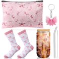 thumbnail image 1 of Set de regalo Boao con lazo rosa, copa de cristal, calcetines, bolsa de cosméticos, llavero, 1 of 7