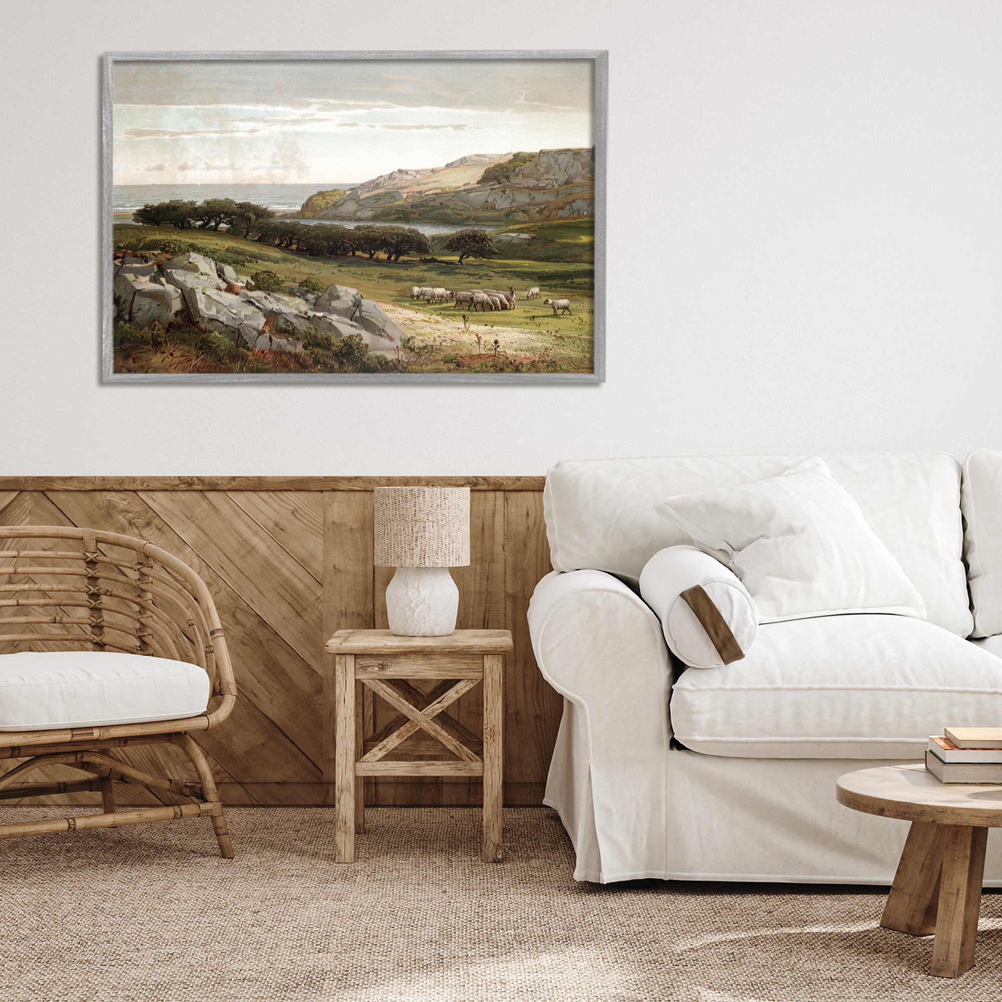 Stupell Industries Sheep in Passionate Landscape Gray Framed Giclee Art, design by Lula Bijoux & co.