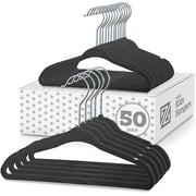 ZOBER Kids Velvet Hangers (14” Inch - 50 Pack) Non-Slip Junior Hangers, Ultra-Slim Space-Saving Childrens Hangers - 360°-Swivel Hook, Strong & Durable Preteen Hangers (Medium)