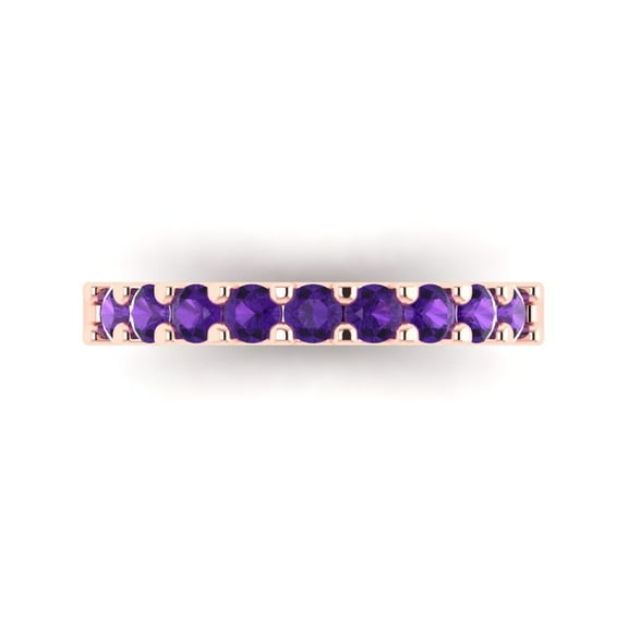 0.63 ctw Wedding Band for Women - 18K Rose Gold Natural Amethyst Stackable Eternity Ring