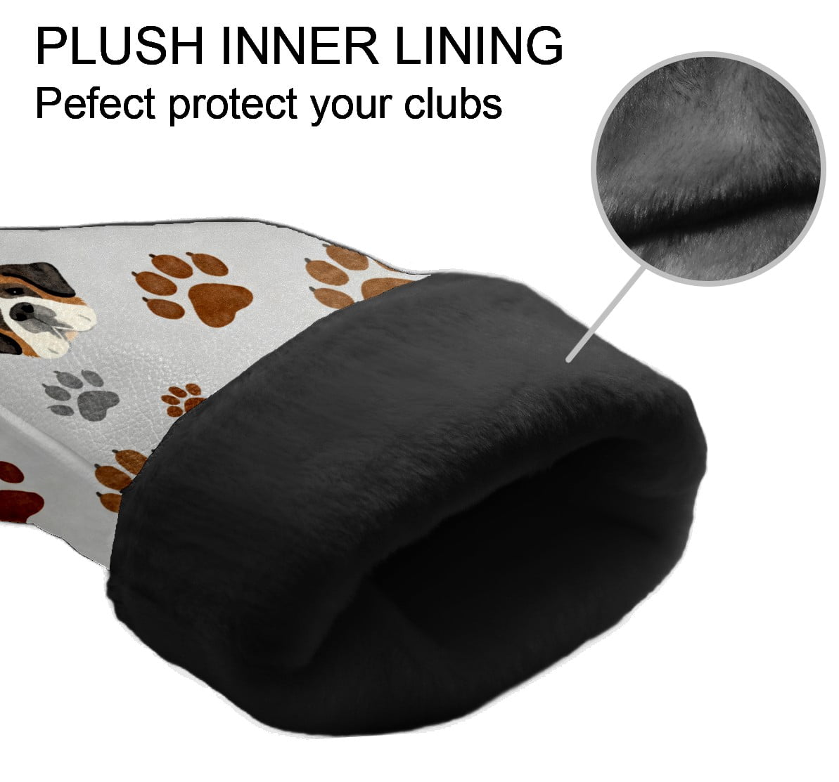 Golf Club Covers, Gray PawDog Premium PU Leather Driver Hybrid Putter Head Covers with Velvet Lining, Waterproof Golf Gifts for Men Women