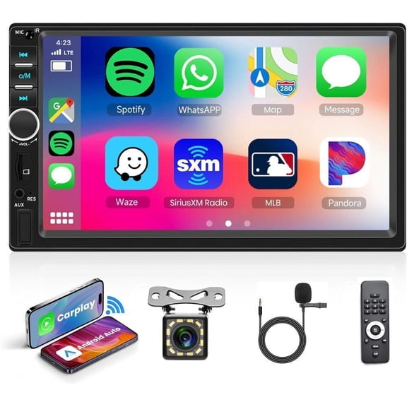 7" Double 2DIN Carplay Car Radio Android Auto Bluetooth USB FM Mirror Link  Cam