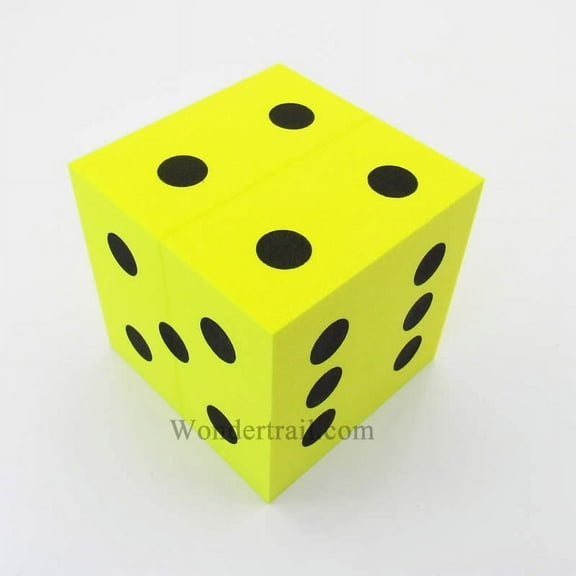 Yellow Opaque Foam Die with Black Dots D6 100mm (4in) Pack of 1 Die Koplow Games