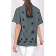 thumbnail image 3 of HAPPY BAY Women's Casual Blouse Shirt Solid Blouses Short Sleeve Button Down Dress Tops Tee Shirts Hawaiian T Shirt for Women S Ash_AD598, 3 of 4