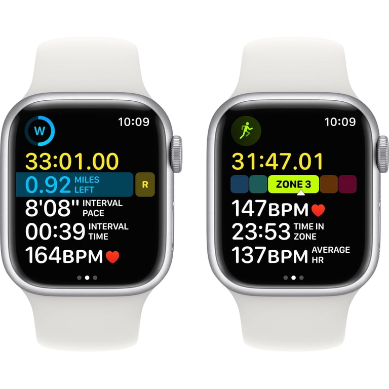 Apple Watch Series 8, 41mm GPS, Silver Aluminum Case, White Sport
