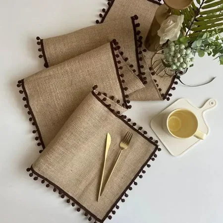 

Elegant Jute Woven Table Runner for Wedding Festival Christmas Decor Linen Tablecloth and Porch Cover Towel Wind Decoration