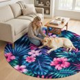 thumbnail image 2 of Round Area Rugs 4Ft, Tropical Plants Non-Slip Washable Circle Rugs Carpet, Summer Floral Monstera Palm Leaf Vintage Indoor Outdoor Rug Floor Mats Throw Runner for Bedroom Living Room Bathroom, 2 of 8