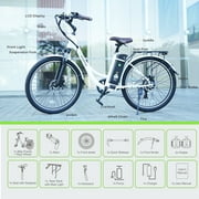 isinwheel 26'' Electric Bike for Adults, 350W Electric Cruiser Bicycle up to 45 Miles, Removeable Battery, 7-Speed and Shock Absorber Commuter E-Bike