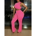 thumbnail image 4 of Women’s 2 Piece Outfit Set Sexy Bodysuit with Wide Leg Pants Summer Clubwear Matching Set for Party  Holiday, 4 of 6