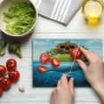 thumbnail image 4 of Whale Cutting Board, Huge Whale Diving into Ocean in Rainbow Hand Drawn Image Perfect for Teens Print, Decorative Tempered Glass Cutting and Serving Board, Small Size, Multicolor, by Ambesonne, 4 of 5