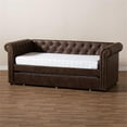 thumbnail image 2 of Allora Mid-Century Faux Leather Twin Daybed with Trundle in Brown, 2 of 10