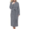 thumbnail image 2 of Baberdicy Women's Coral Fleece Hooded Bathrobe, Winter Thick Flannel Long Sleeve Pajama Dress with Pocket , Plush Fleece Bathrobe, Hooded Lounge Robe, Cozy Home Wear Grey Xl, 2 of 5