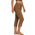 thumbnail image 6 of Capri Pants For Women Casual Capri Beach Vacation Drawstring Waist With Pockets Summer Cropped Capri Breathable Comfort Airport Travel Polished Look Brown XL, 6 of 6