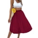 thumbnail image 3 of Guardurnaity de cintura alta para mujer Faldas plisadas de verano para niñas Ropa Regalo de cumpleaños Prendas para la parte inferior del cuerpo Vino rojo XL, 3 of 6