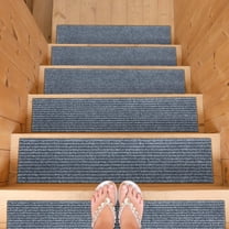 Ottomanson Indoor/Outdoor Non-Slip Stair Treads for Wooden Steps 8" x 30" Rubberback Step Mat, 7 Pack, Gray
